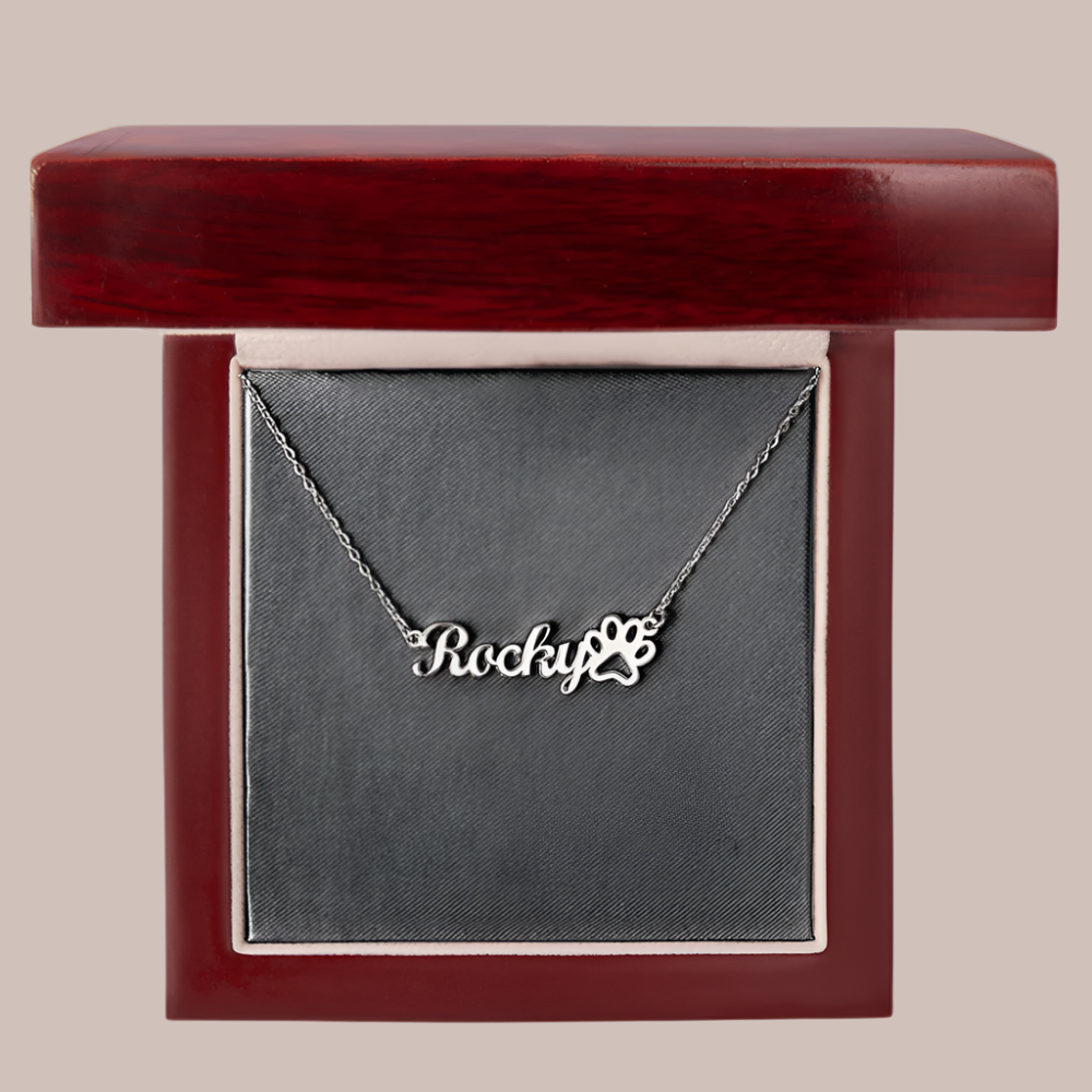 Pawprints of Love: Personalized Pet Name Necklace with Paw Print - Kim’s Signature Beauty & Accessories