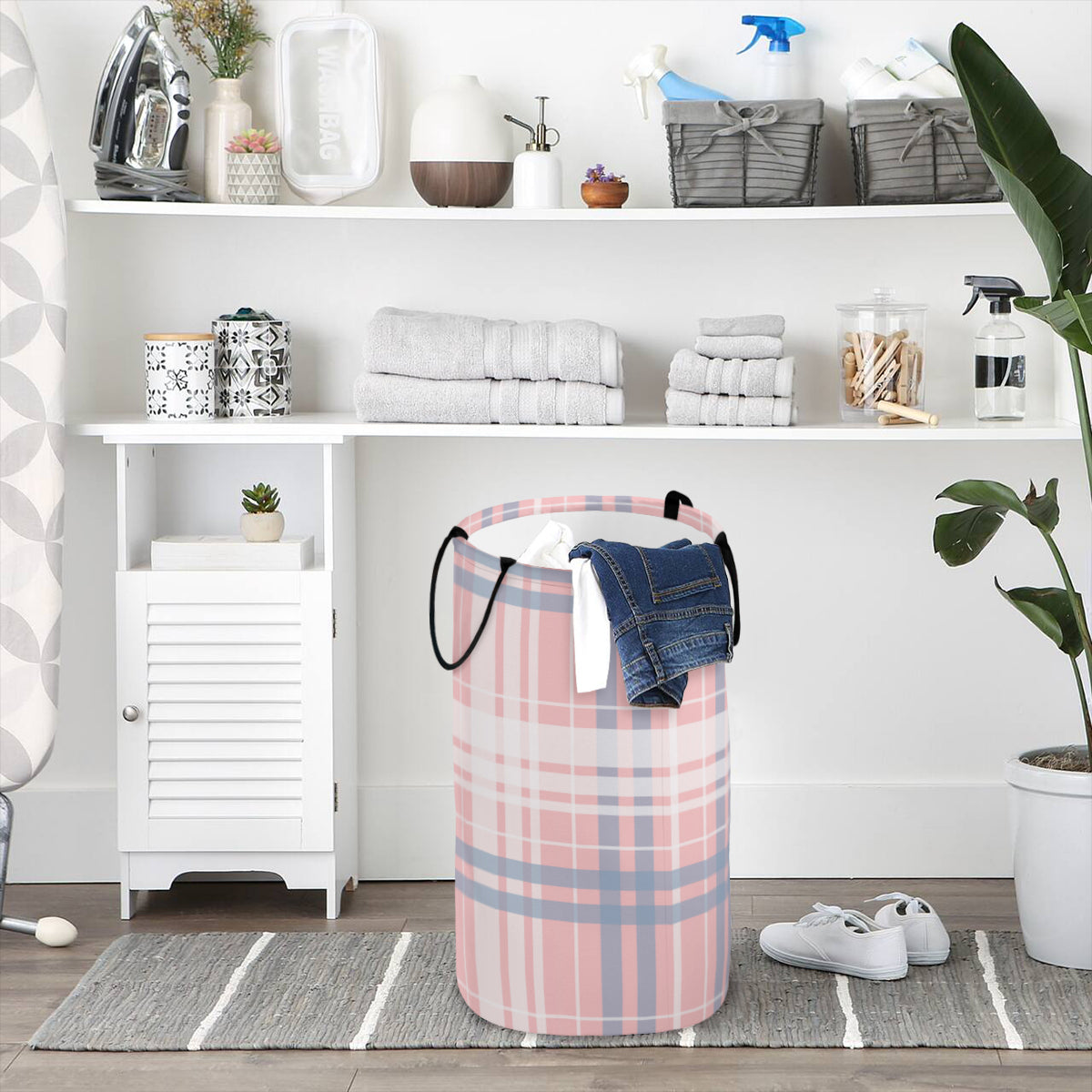 Pink Plaid Foldable Laundry Basket - Kim’s Signature Beauty & Accessories