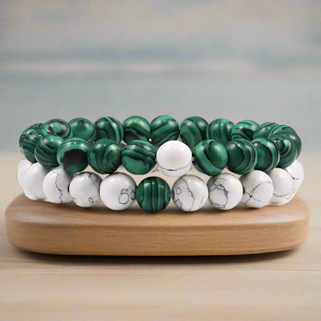2 Piece Marble, Lave, & Natural Stone Bracelet Set - Kim’s Signature Beauty & Accessories