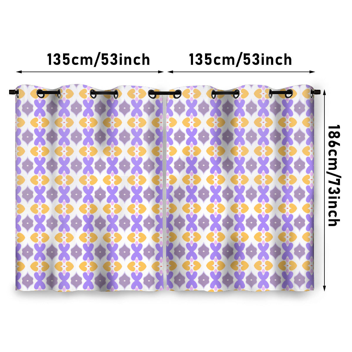 Purple & Gold Retro Print Blackout Curtains - 2 Panel Set - Kim’s Signature Beauty & Accessories