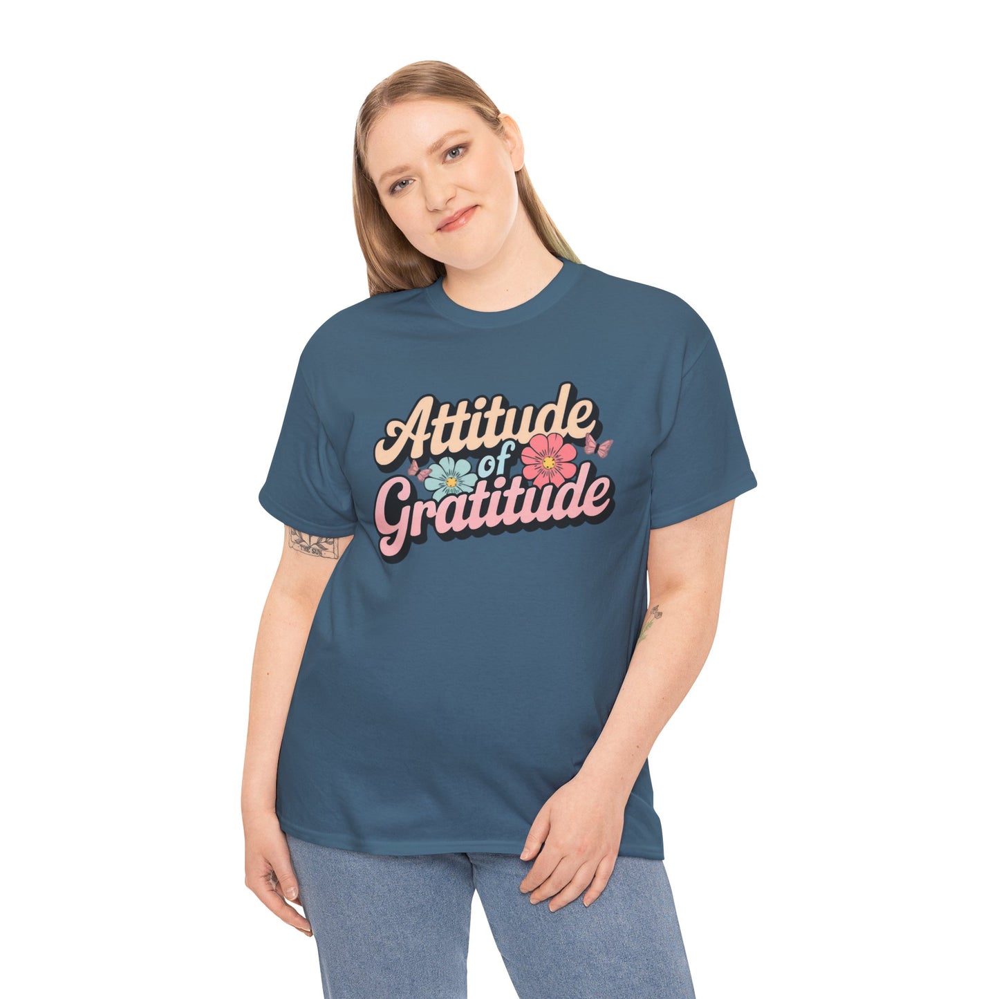 Gratitude Floral Tee - Positive Vibes Shirt - Kim’s Signature Beauty & Accessories (Store description)