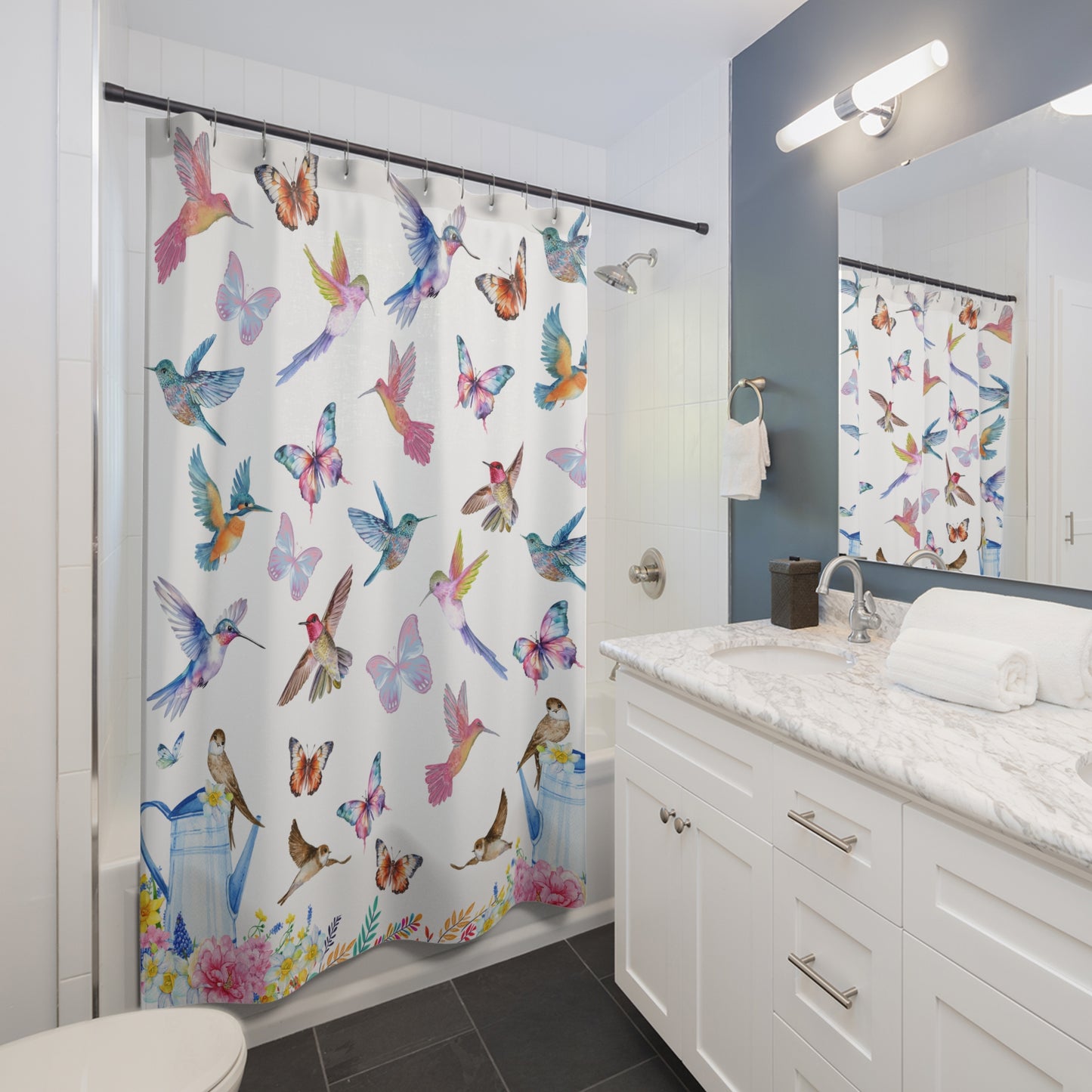 Birds & Butterfiles | Shower Curtain - Kim’s Signature Beauty & Accessories (Store description)