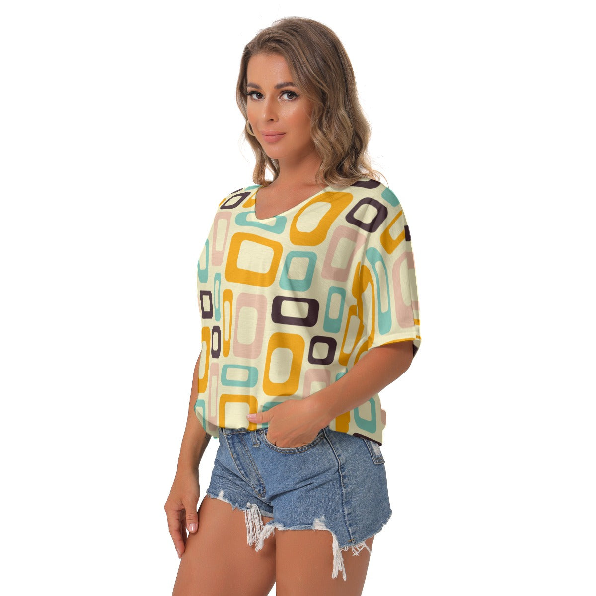 Retro Romance | V-Neck Blouse - Kim’s Signature Beauty & Accessories (Store description)