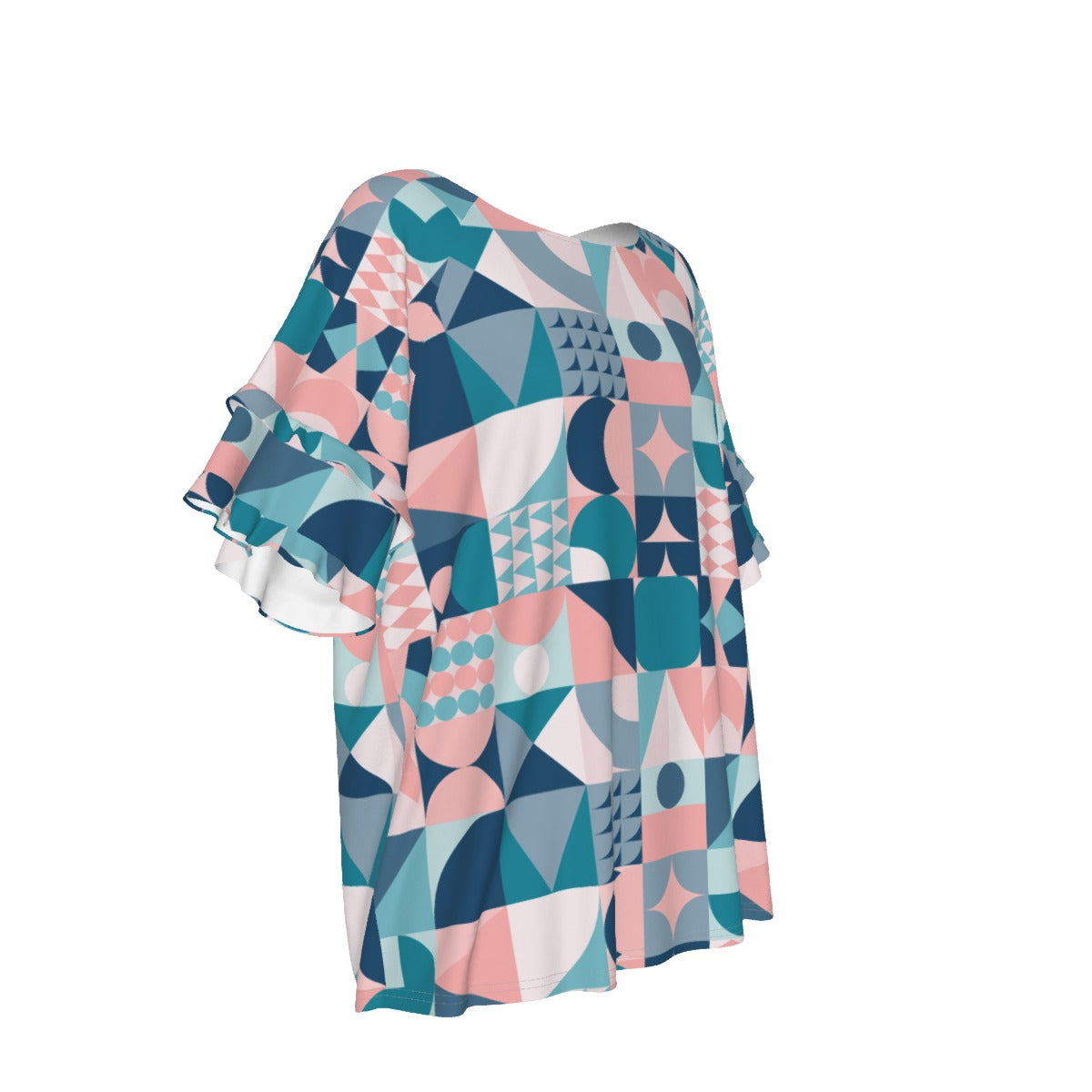Geo Fun | Round Neck Raglan Sleeve Tee - Kim’s Signature Beauty & Accessories (Store description)