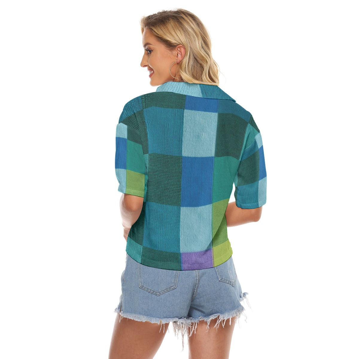 Blue Patch Women's V-neck Shirts - Kim’s Signature Beauty & Accessories (Store description)