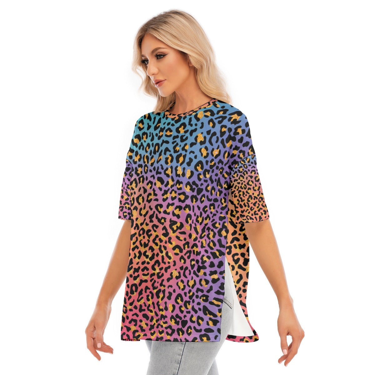 All-Over Print Women's Short Sleeves T-shirt With Hem Split - Kim’s Signature Beauty & Accessories (Store description)
