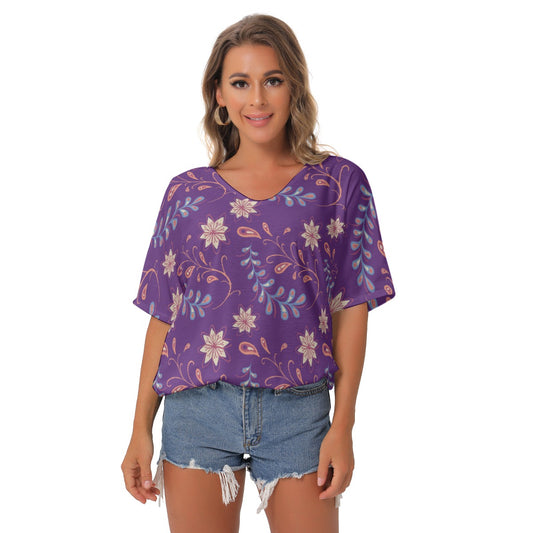 Purple Fantasy | V-Neck Blouse - Kim’s Signature Beauty & Accessories
