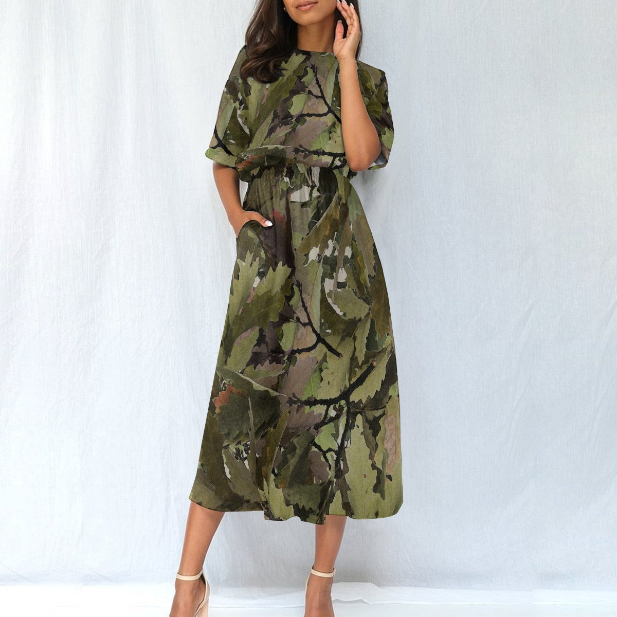 Camo Fashion Elastic Waist Dress - Kim’s Signature Beauty & Accessories
