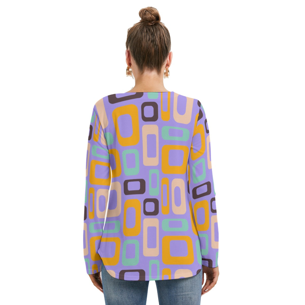 Chic Geometric Tie Blouse - Kim’s Signature Beauty & Accessories