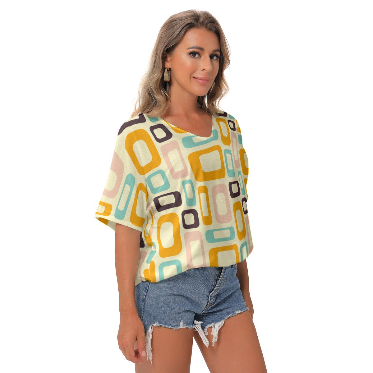 Retro Romance | V-Neck Blouse - Kim’s Signature Beauty & Accessories (Store description)