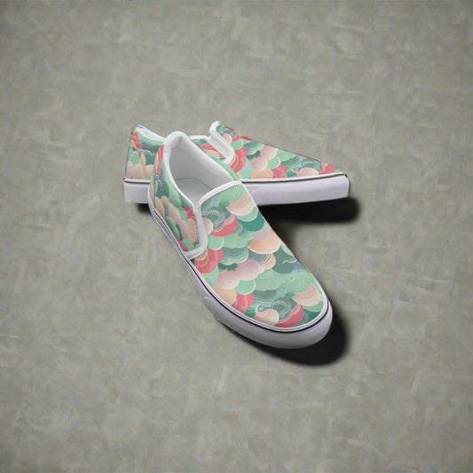 Scallop Print Slip-On Canvas Sneakers – Colorful & Comfortable - Kim’s Signature Beauty & Accessories