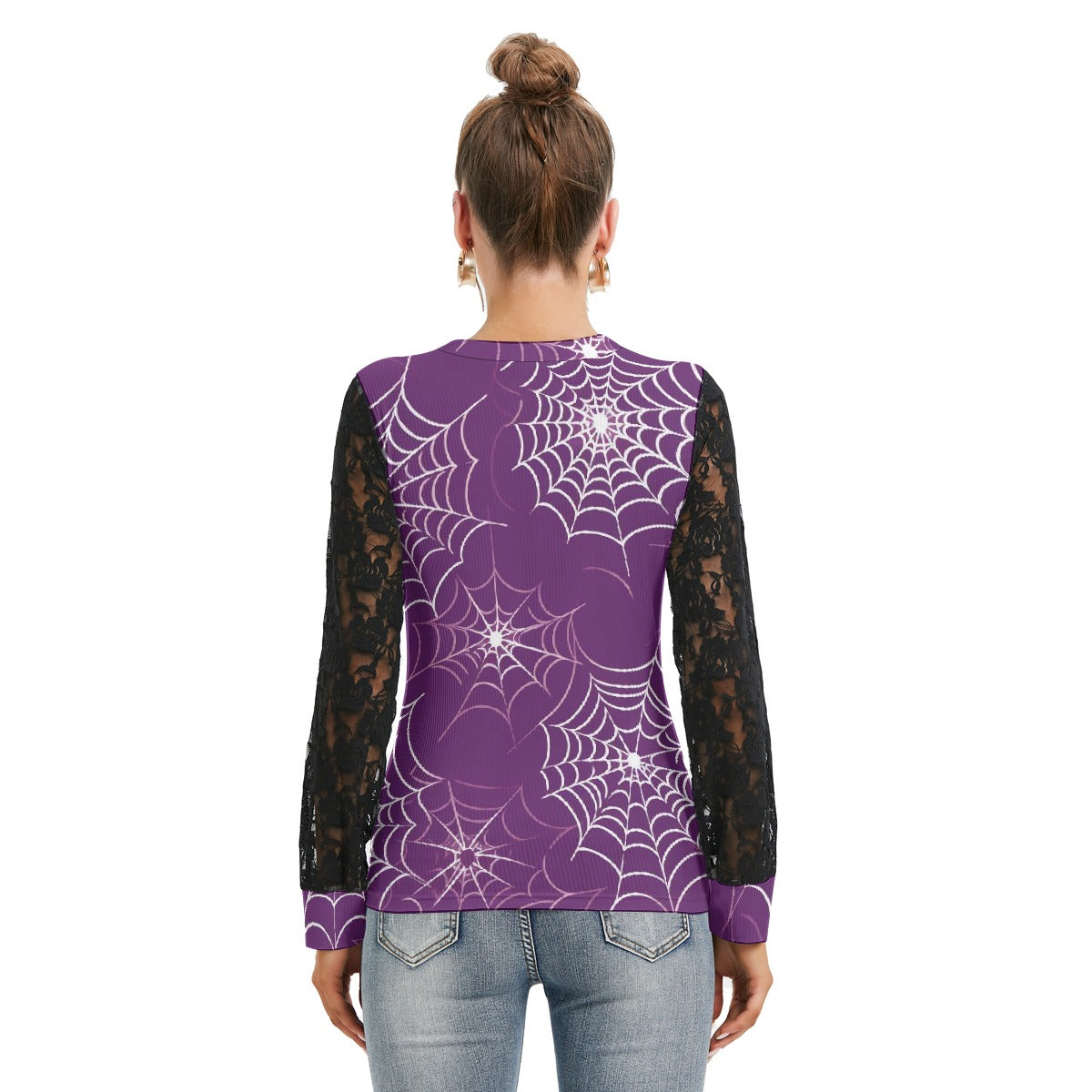 Spider Woman T-shirt with Black Lace Sleeves - Kim’s Signature Beauty & Accessories (Store description)