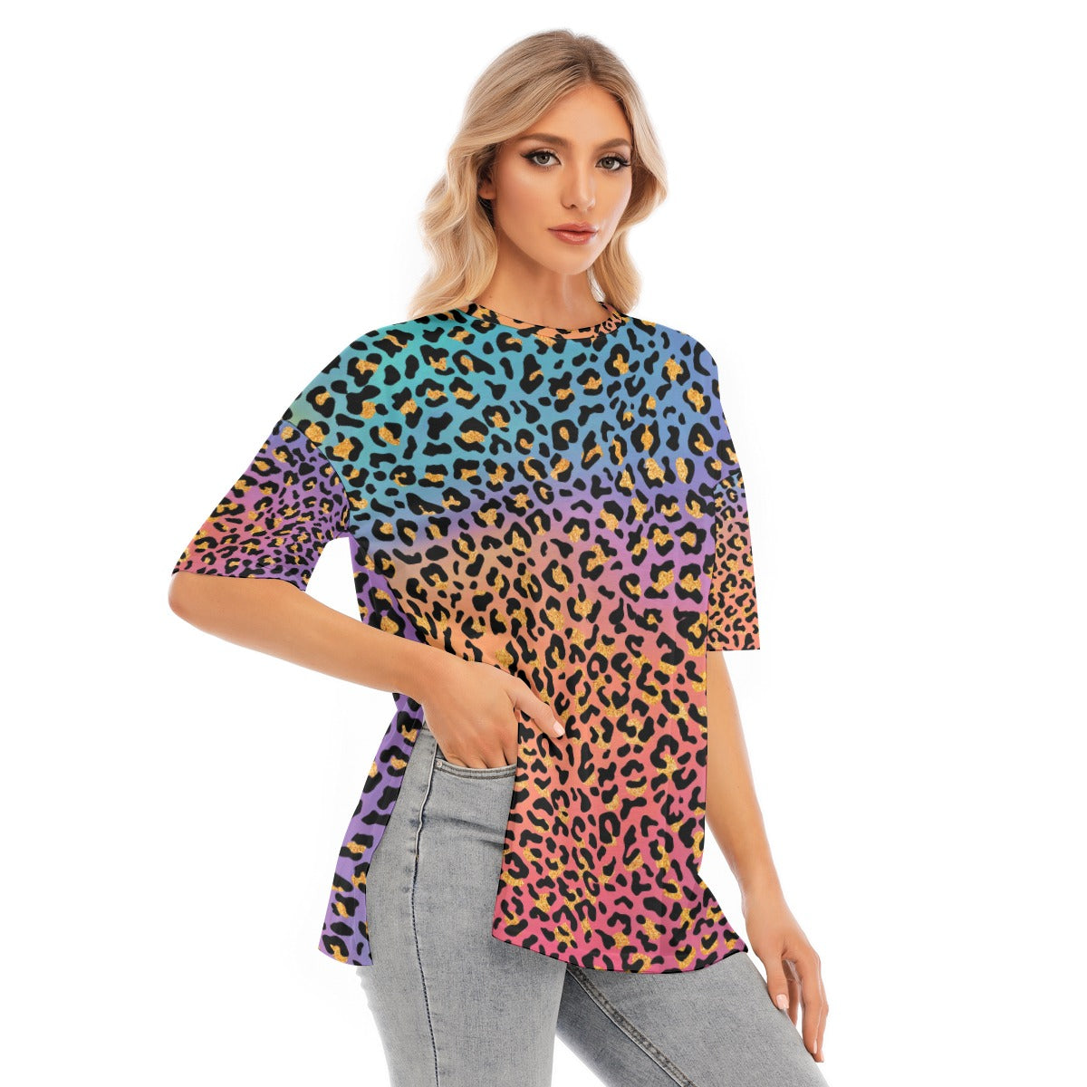 All-Over Print Women's Short Sleeves T-shirt With Hem Split - Kim’s Signature Beauty & Accessories (Store description)