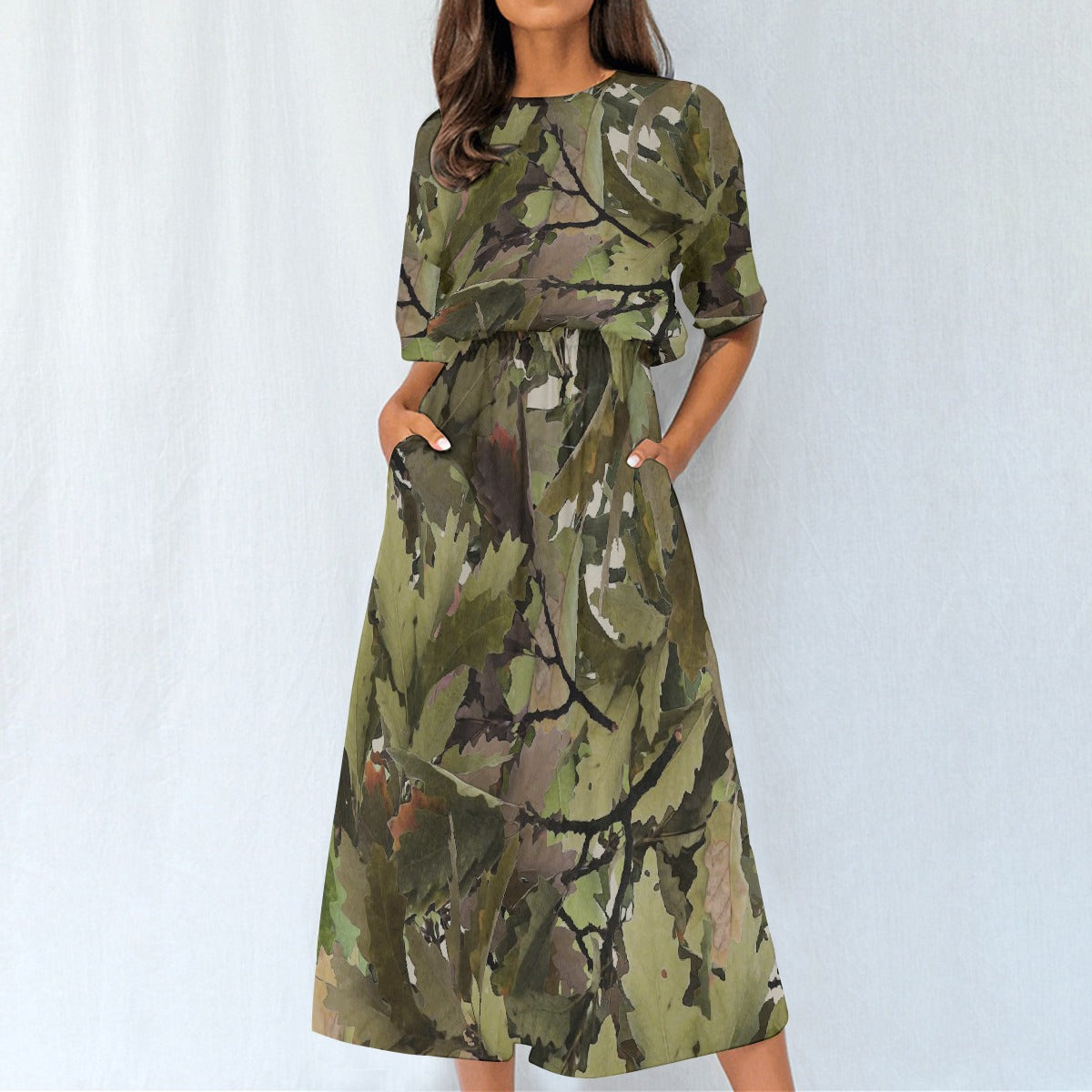 Camo Fashion Elastic Waist Dress - Kim’s Signature Beauty & Accessories