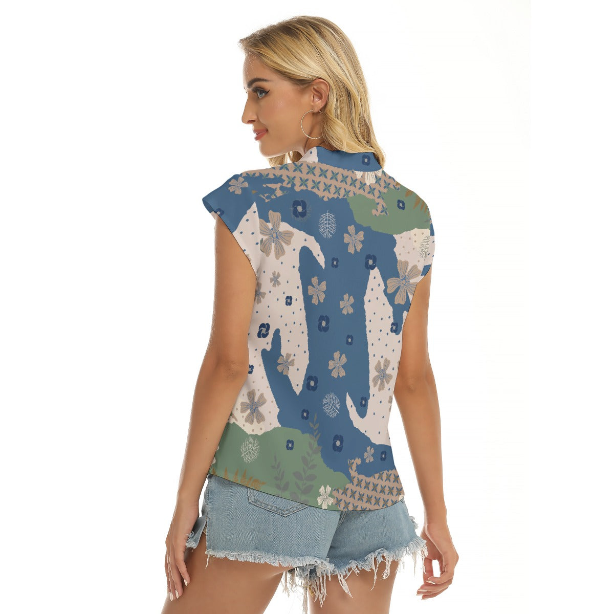 Blue Ridge Floral | V-neck Short Sleeve Blouse - Kim’s Signature Beauty & Accessories (Store description)