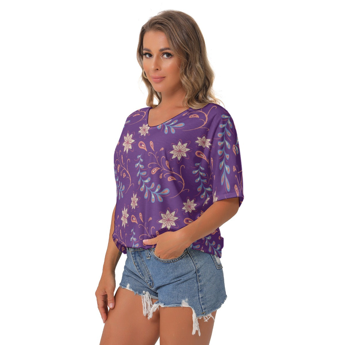 Purple Fantasy | V-Neck Blouse - Kim’s Signature Beauty & Accessories (Store description)