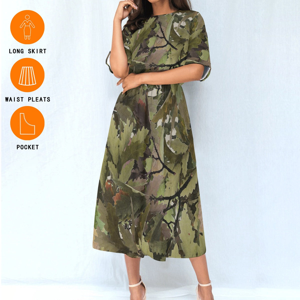 Camo Fashion Elastic Waist Dress - Kim’s Signature Beauty & Accessories