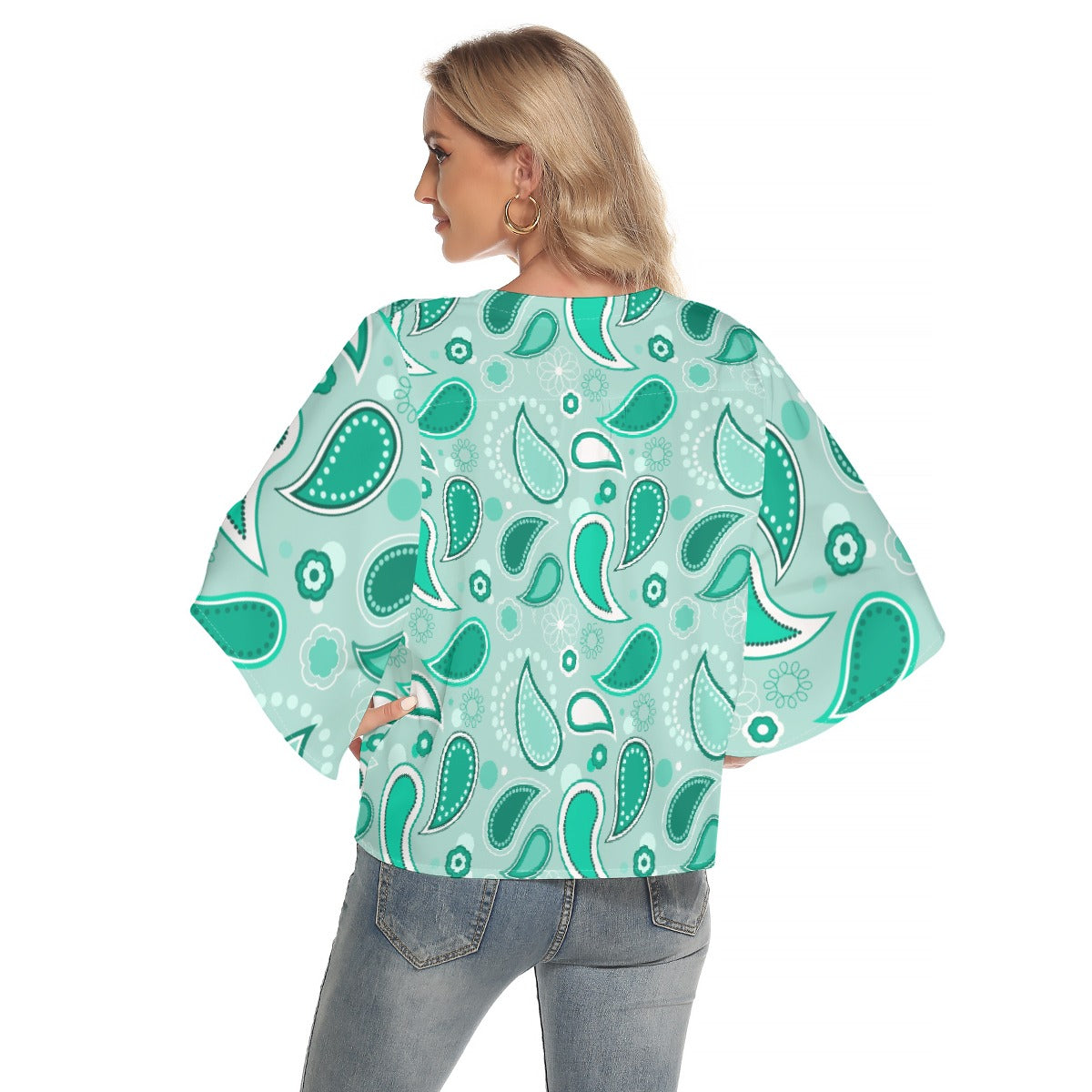 Mint Happiness Bat Sleeve Light V-neck Front Buttoned Top - Kim’s Signature Beauty & Accessories (Store description)