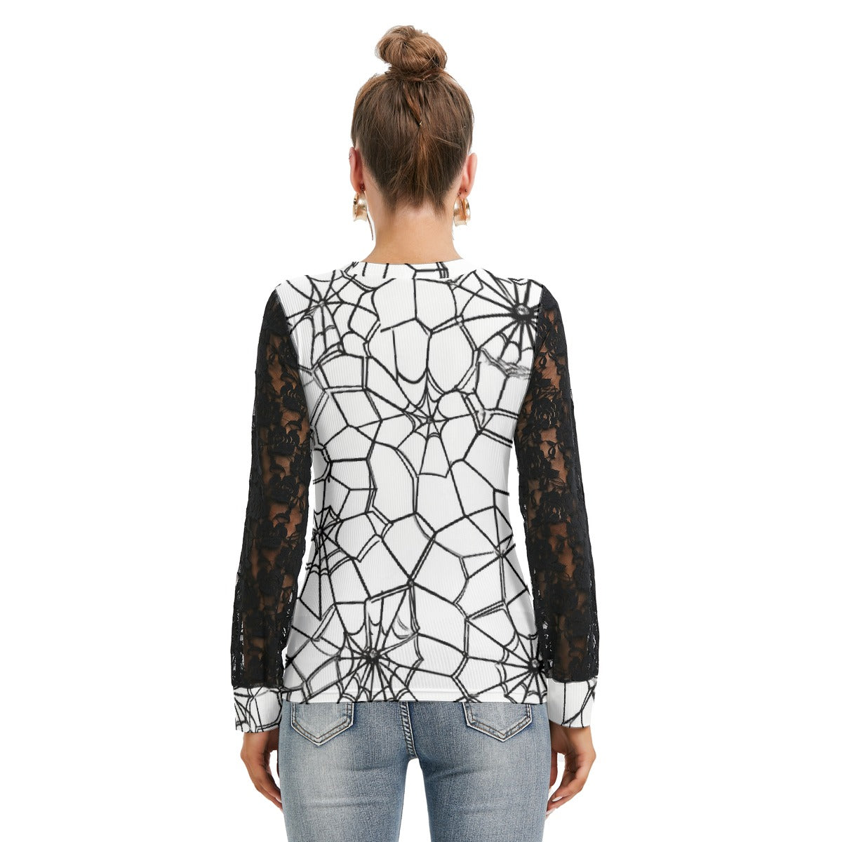 Spooky Sext T-shirt with Black Lace Sleeves - Kim’s Signature Beauty & Accessories