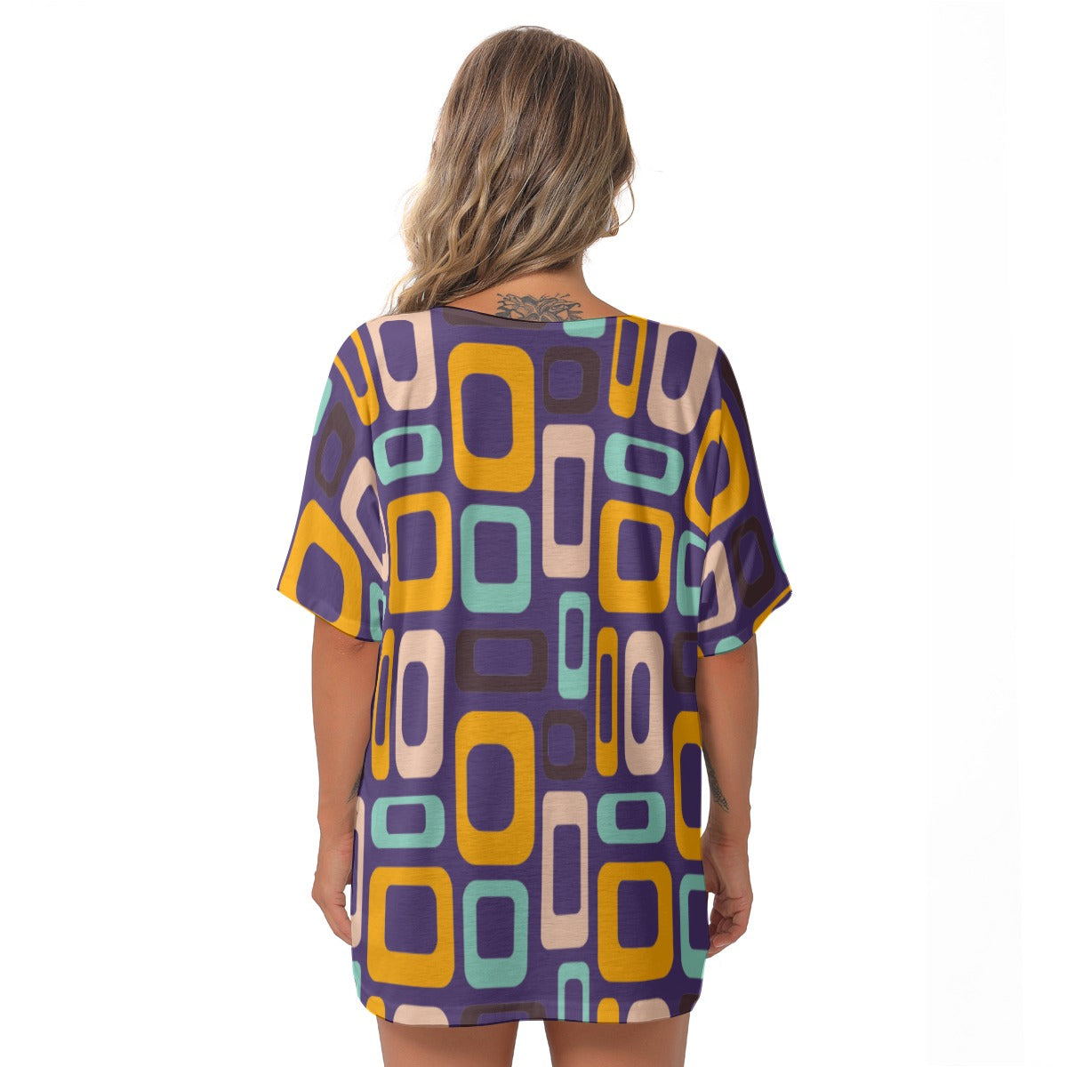 Purple Retro V-Neck Blouse - Kim’s Signature Beauty & Accessories