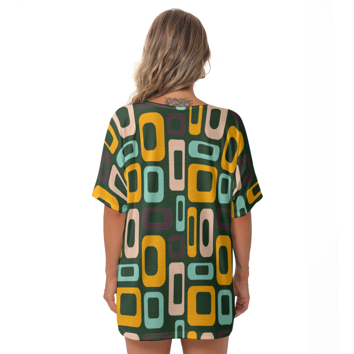 Green Retro V-Neck Blouse - Kim’s Signature Beauty & Accessories