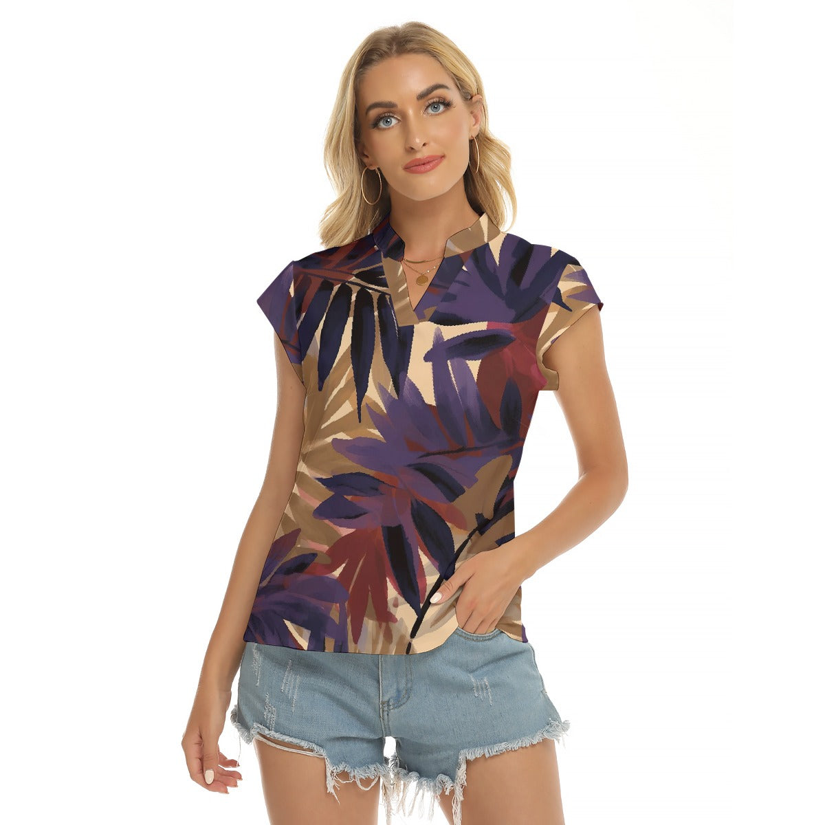 Purple Passion | V-neck Short Sleeve Blouse - Kim’s Signature Beauty & Accessories (Store description)