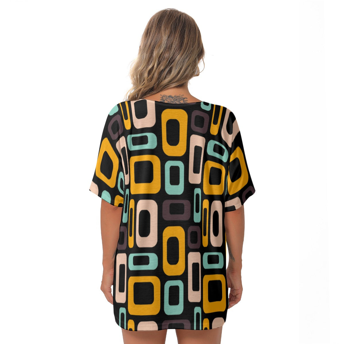 Black Reto Design V-Neck Blouse - Kim’s Signature Beauty & Accessories