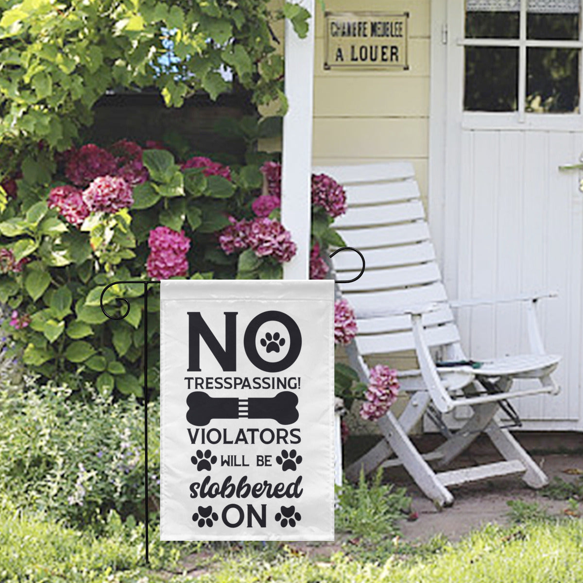 No tresspassing! Violators will be slobbered on | Yard Flag - Kim’s Signature Beauty & Accessories