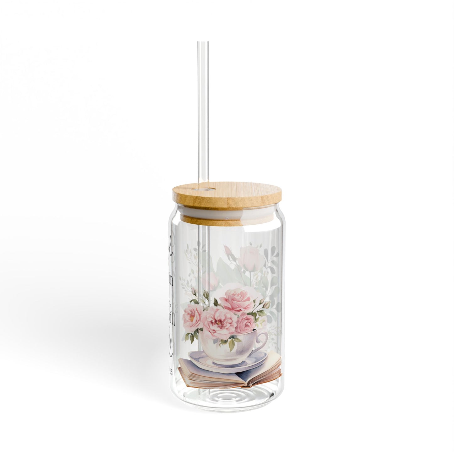 Psalm 46:5 Floral Sipper Glass 16oz - Kim’s Signature Beauty & Accessories