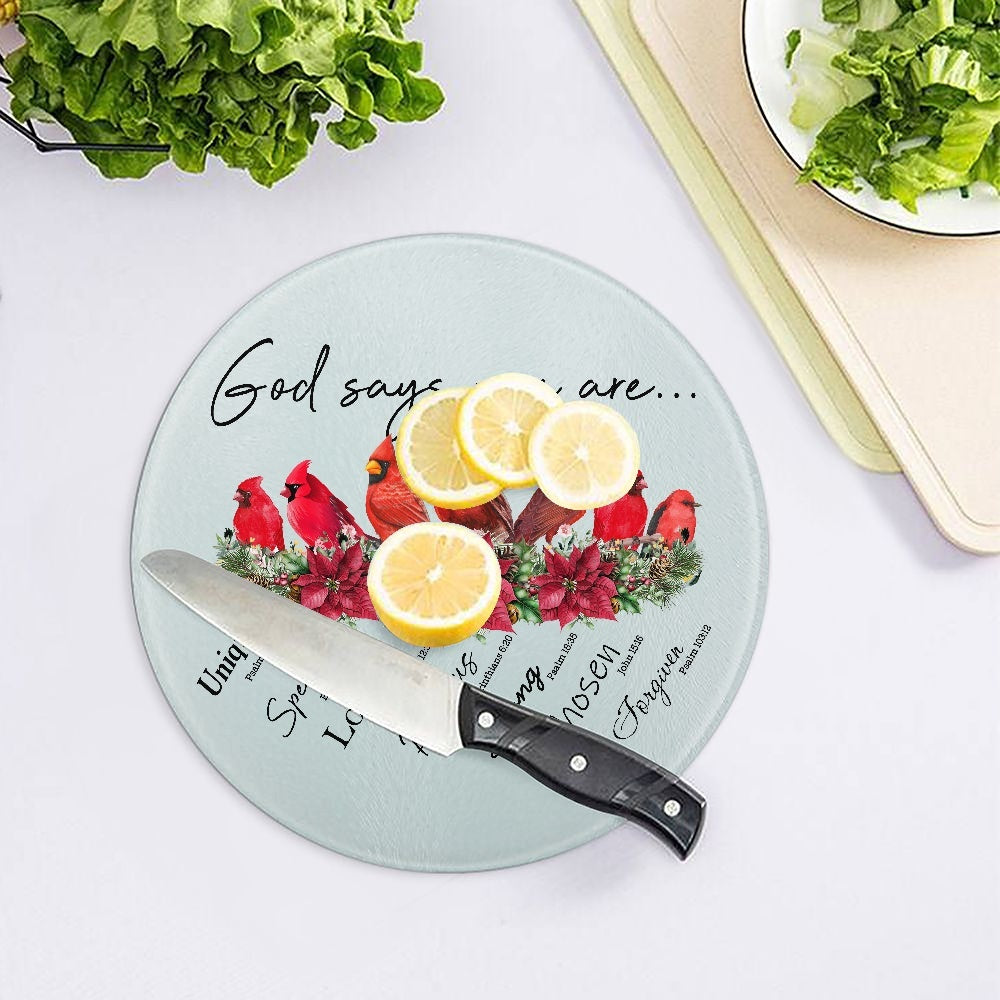 God says you are..| Tempered Glass Cutting Board - Kim’s Signature Beauty & Accessories (Store description)