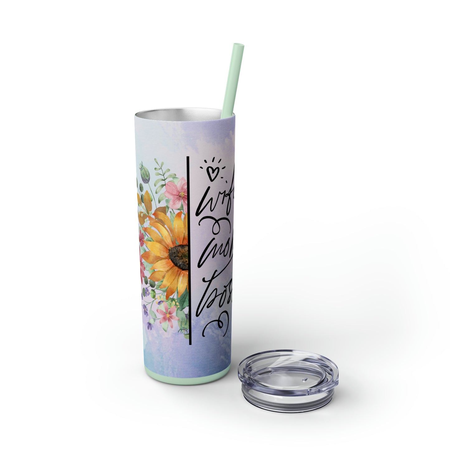Wife, Mom, Boss | Skinny Tumbler with Straw, 20oz - Kim’s Signature Beauty & Accessories (Store description)