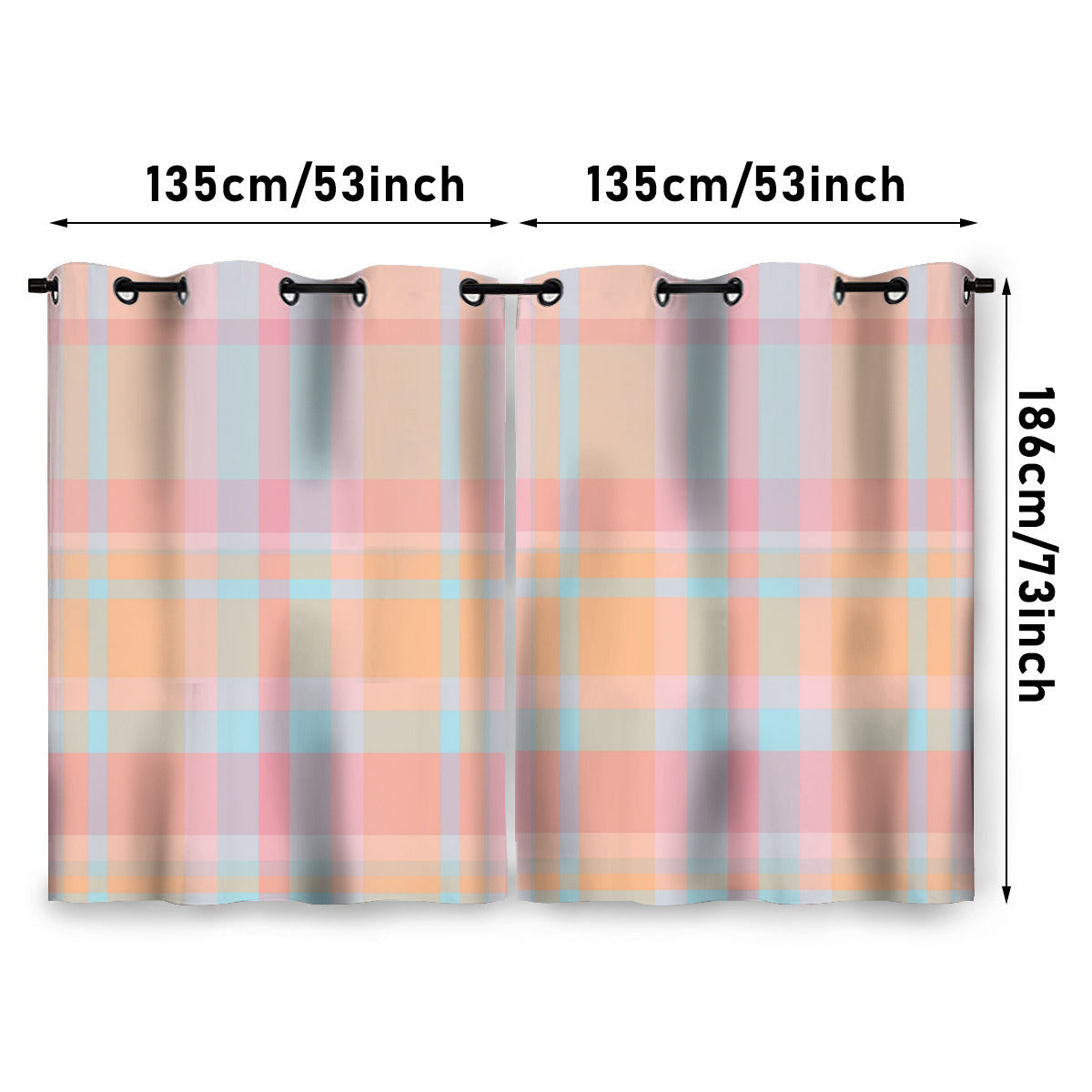 Pastel Plaid Blackout Curtains - 2 Panels - Kim’s Signature Beauty & Accessories