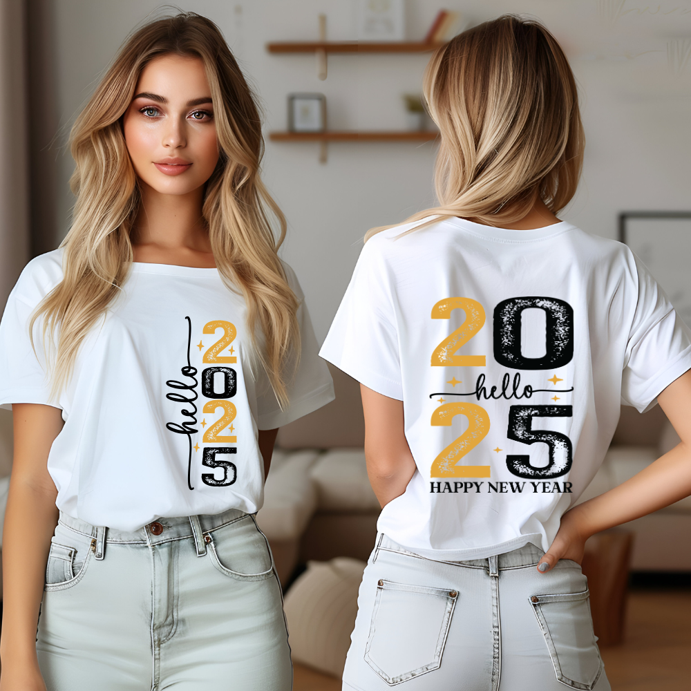 Hello 2025 Tee (front & Back Print) - Kim’s Signature Beauty & Accessories (Store description)