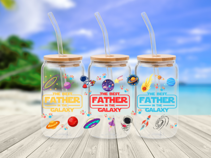 Best Father in the Galaxy | Sipper Glass, 16oz - Kim’s Signature Beauty & Accessories (Store description)