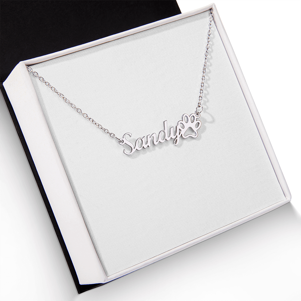 Pawprints of Love: Personalized Pet Name Necklace with Paw Print - Kim’s Signature Beauty & Accessories