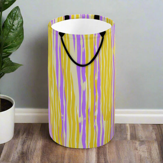 Purple & Yellow Stripe Foldable Basket - Kim’s Signature Beauty & Accessories