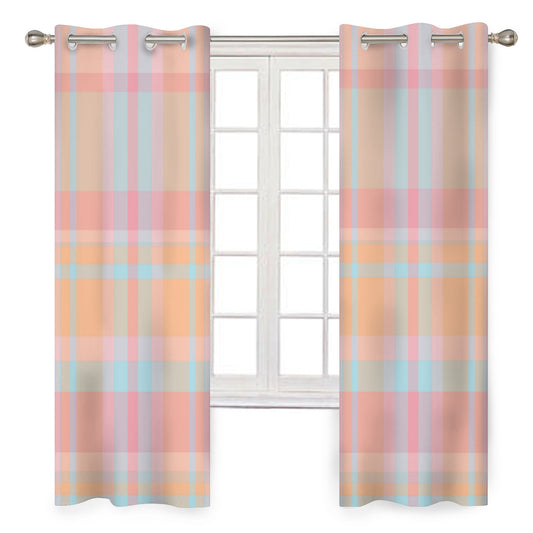 Pastel Plaid Blackout Curtains - 2 Panels - Kim’s Signature Beauty & Accessories