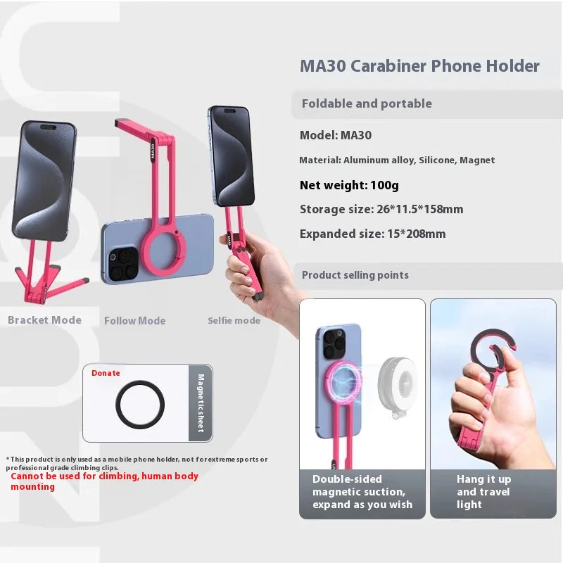 3-in-1 Magnetic Carabiner Phone Tripod – Foldable - Kim’s Signature Beauty & Accessories