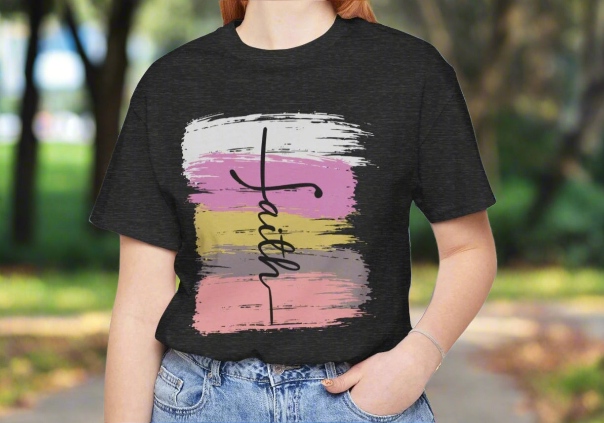 Faith Brushstroke T-Shirt – Bold Christian Inspirational Tee - Kim’s Signature Beauty & Accessories