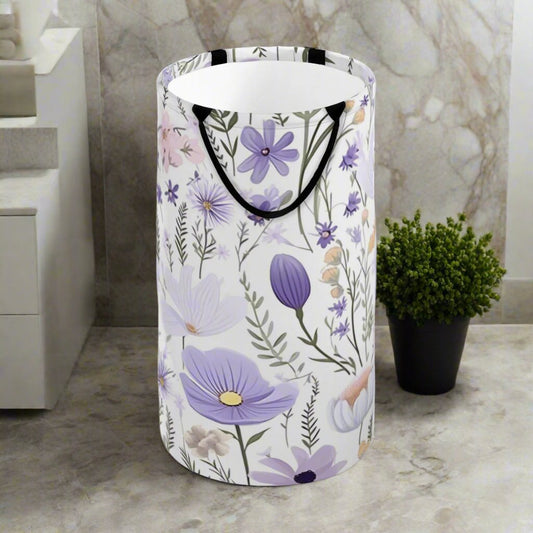 Purple Floral Foldable Laundry Basket - Kim’s Signature Beauty & Accessories
