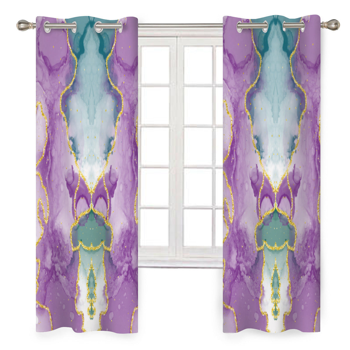 PURPLE, GREEN & GOLD MARBLE | CURTAINS - Kim’s Signature Beauty & Accessories