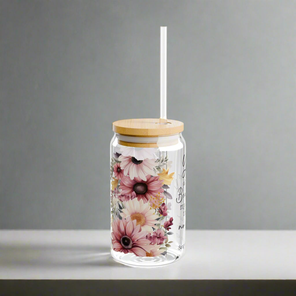 Song of Solomon 4:7 Floral Sipper Glass – 16oz - Kim’s Signature Beauty & Accessories