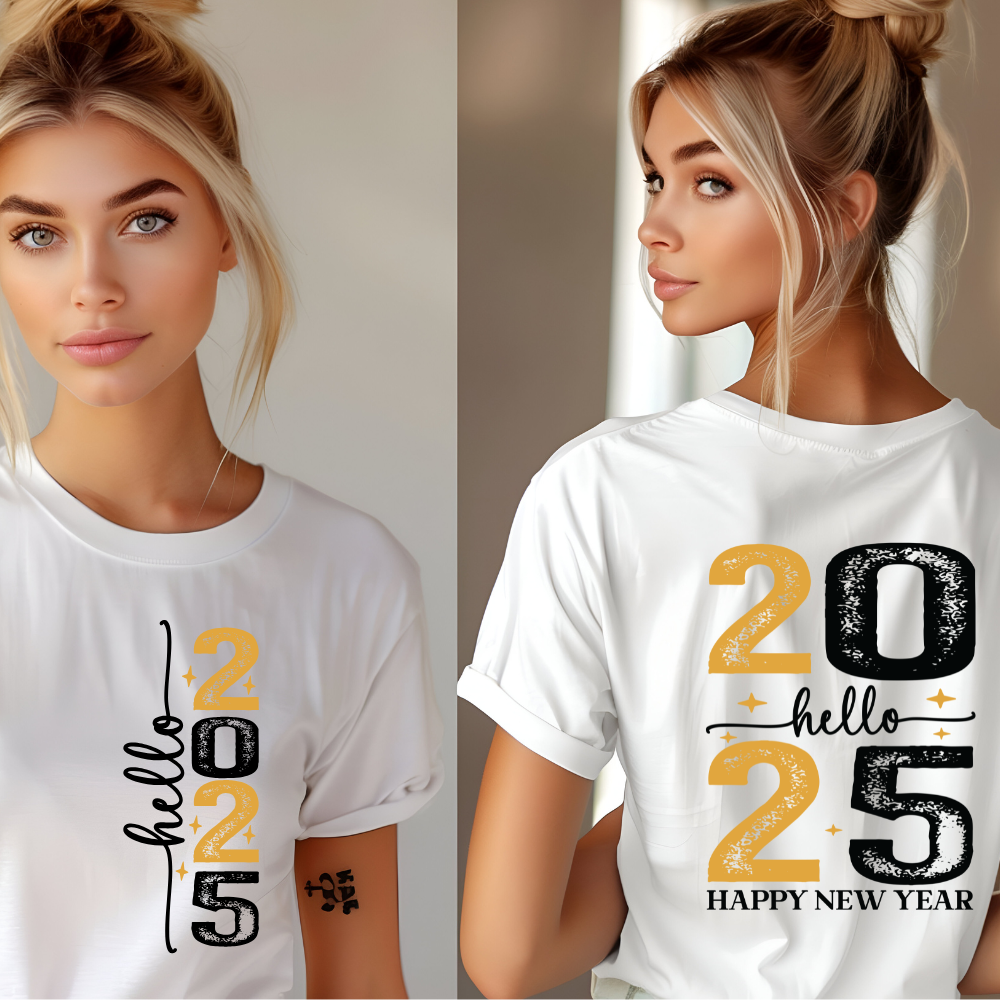 Hello 2025 Tee (front & Back Print) - Kim’s Signature Beauty & Accessories (Store description)