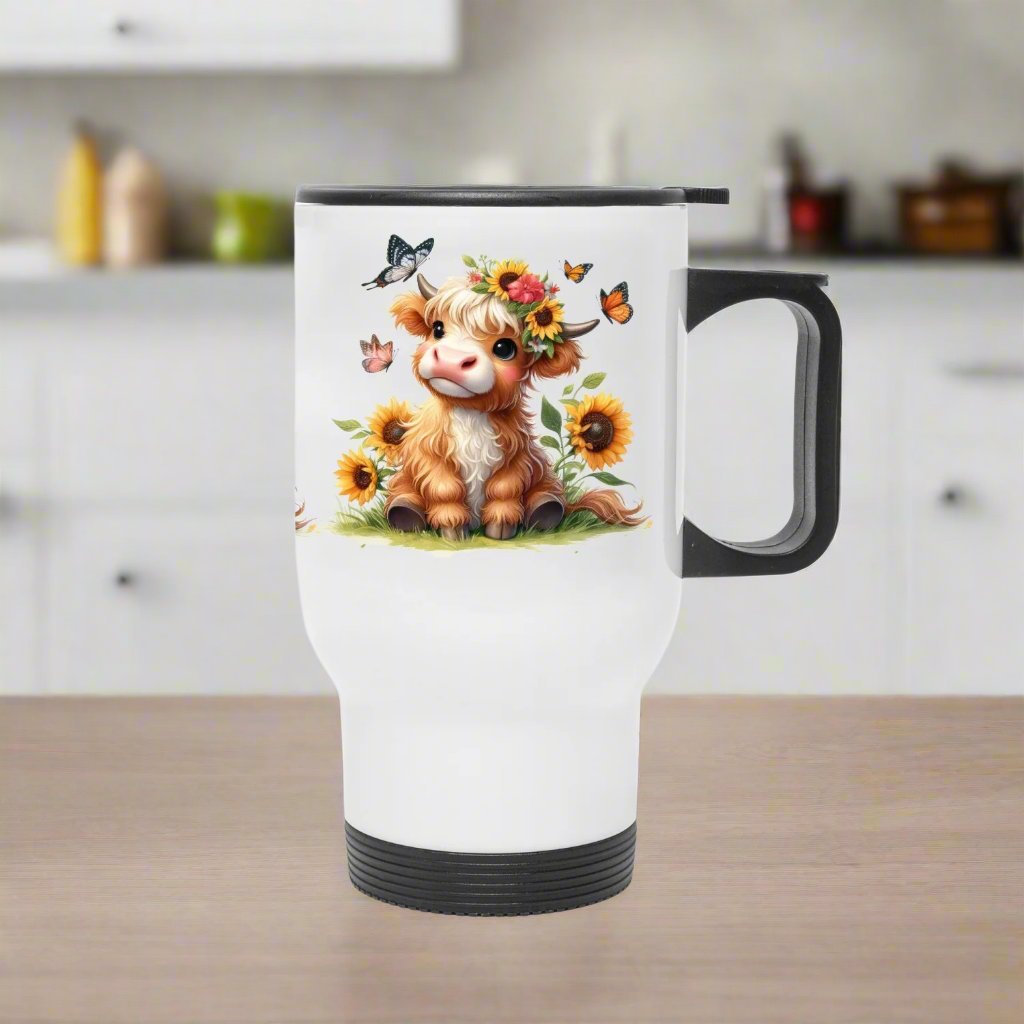 Highland Cow Bliss Tumbler – 20oz Stainless Steel with Handle & Lid - Kim’s Signature Beauty & Accessories (Store description)
