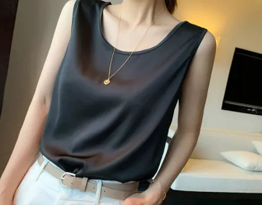 Women's Sleeveless Satin Blouse - Kim’s Signature Beauty & Accessories