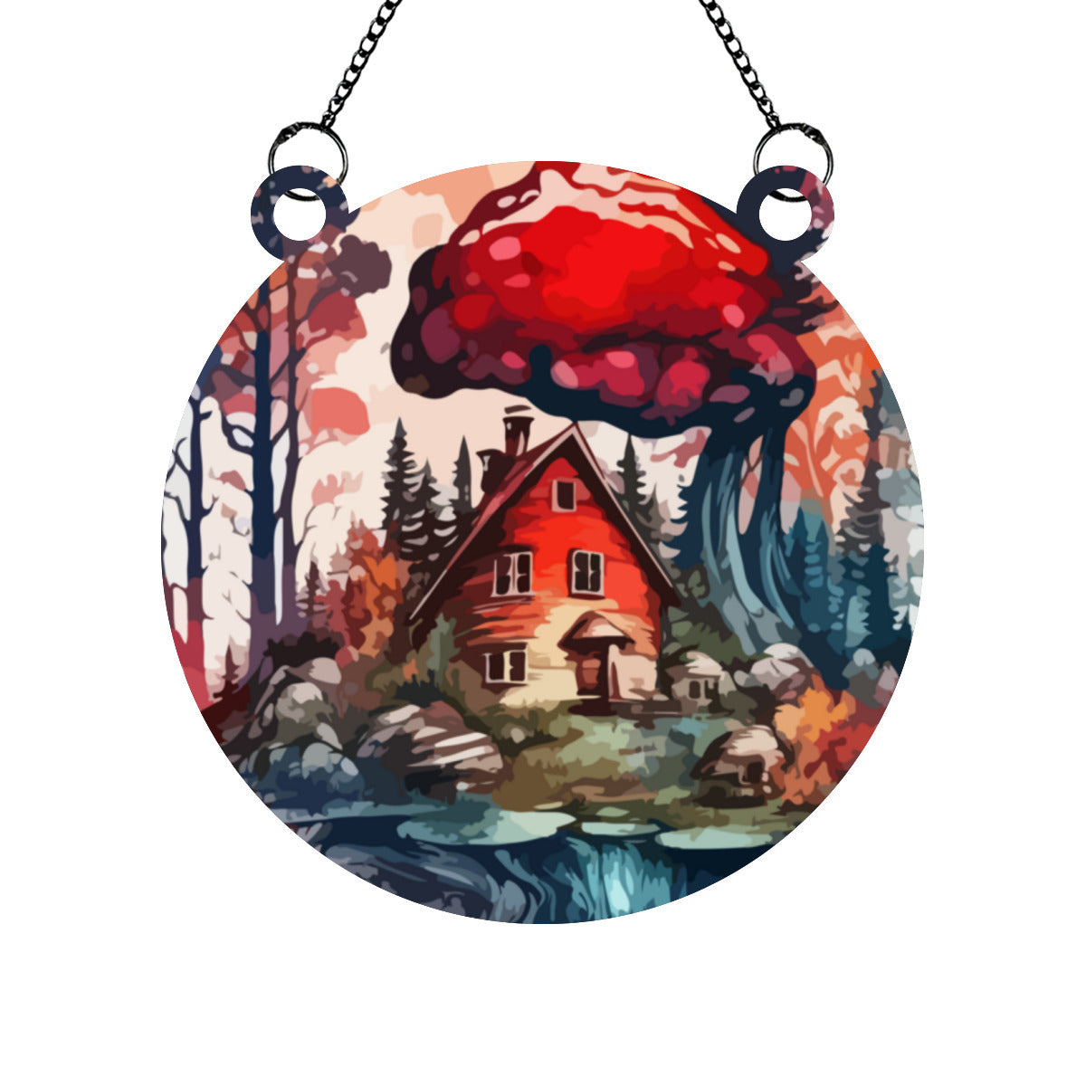 Fall Lake House Stained Glass - Kim’s Signature Beauty & Accessories