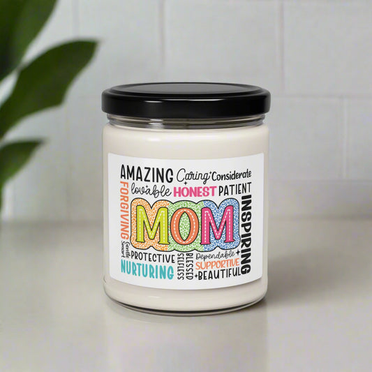 Colorful MOM Word Art Candle – Scented Gift for Mom - Kim’s Signature Beauty & Accessories