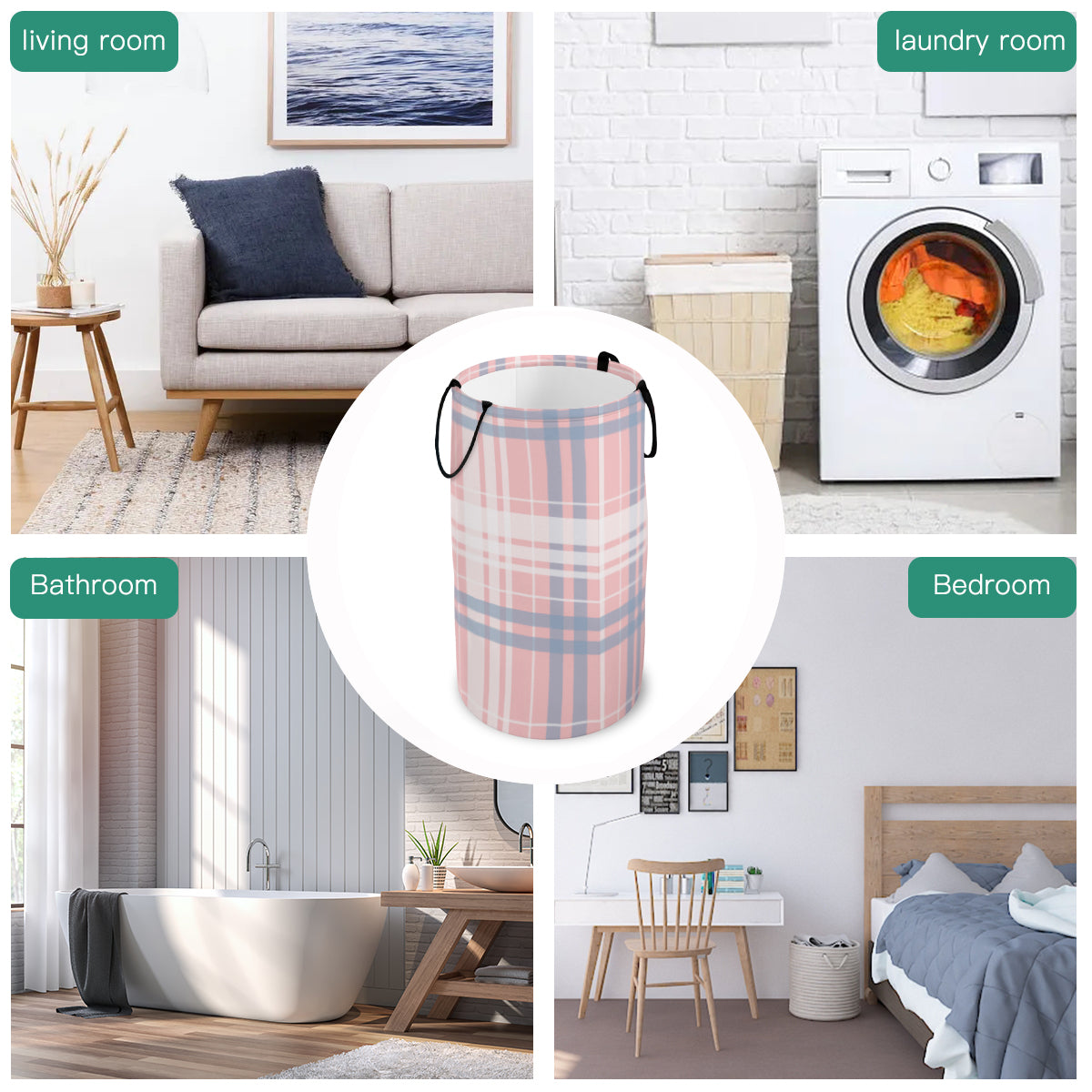 Pink Plaid Foldable Laundry Basket - Kim’s Signature Beauty & Accessories