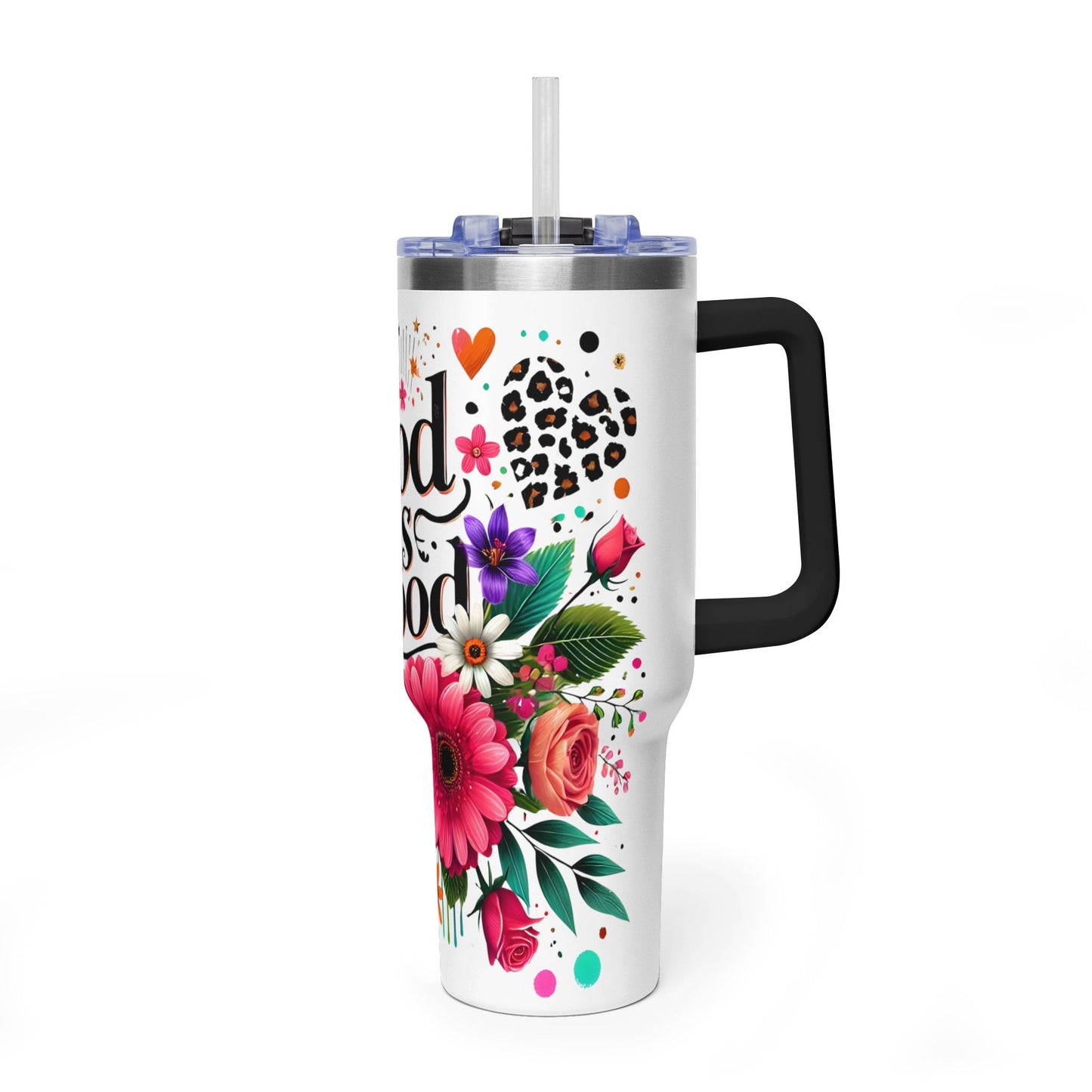 40oz Tumbler – "God Is Good" Floral Vacuum Insulated Drink Cup - Kim’s Signature Beauty & Accessories