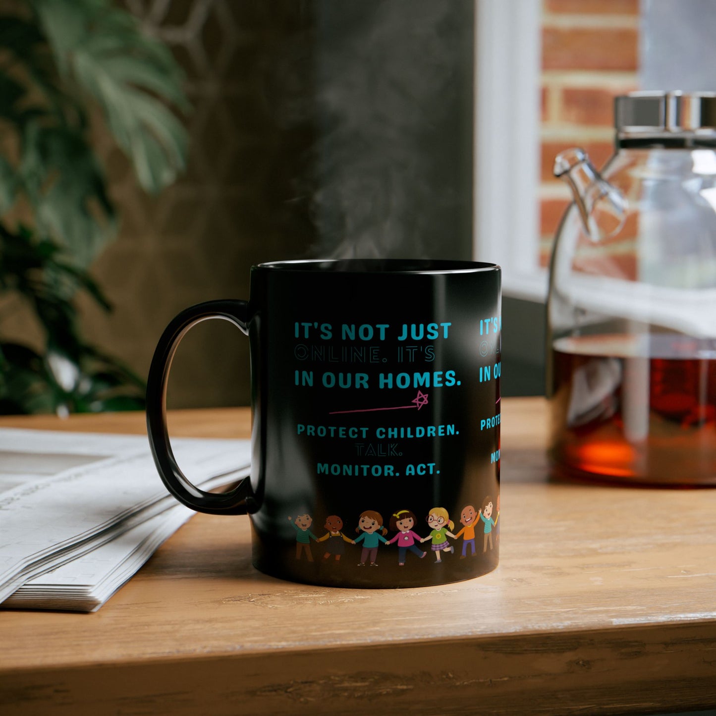 Empowering Black Mug - Protect Children, Monitor, Act - 11oz & 15oz